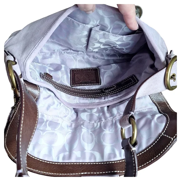 Vintage Y2K Coach Soho 9688 Demi Flap Lilac Suede Hobo Bag - Picture 11 of 13